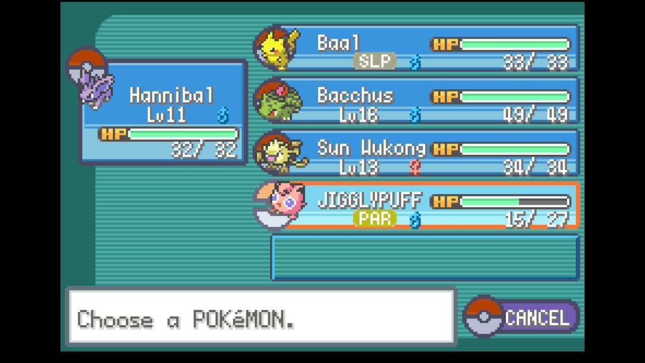 A Jigglypuff called 'JIGGLYPUFF' in the game name screen