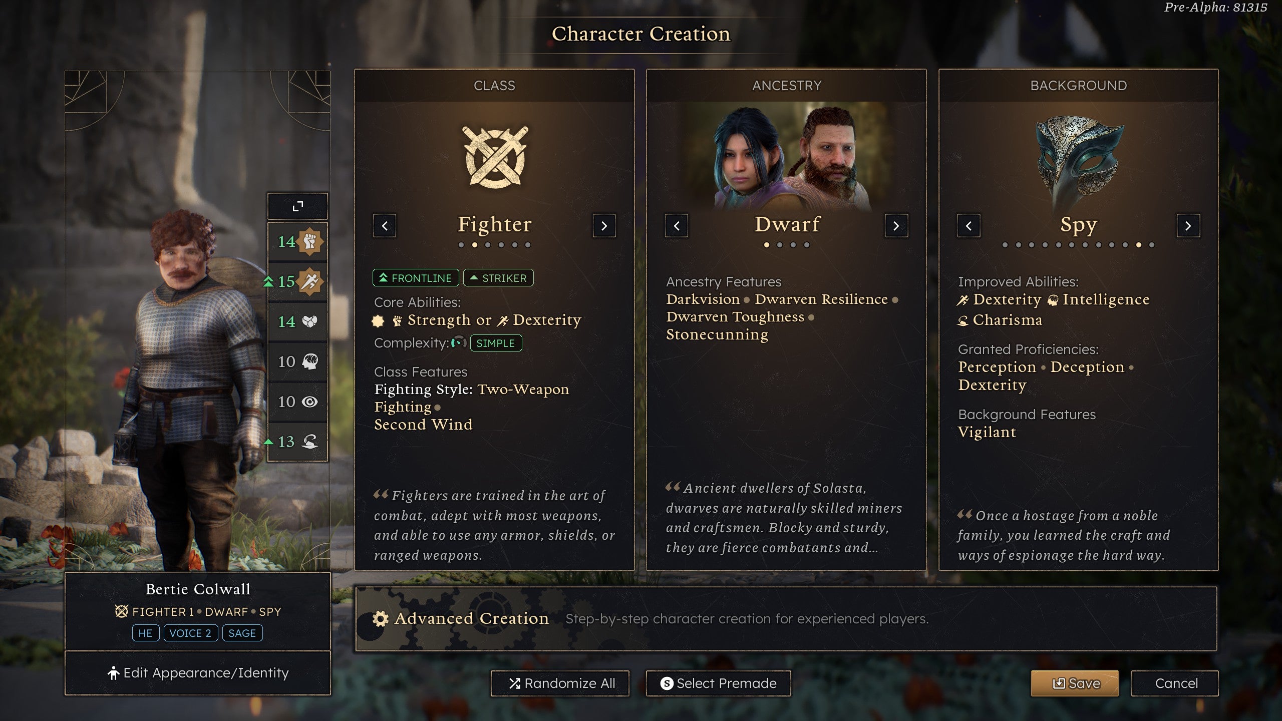 Character creation in Solasta 2. Here we see class options we can choose.
