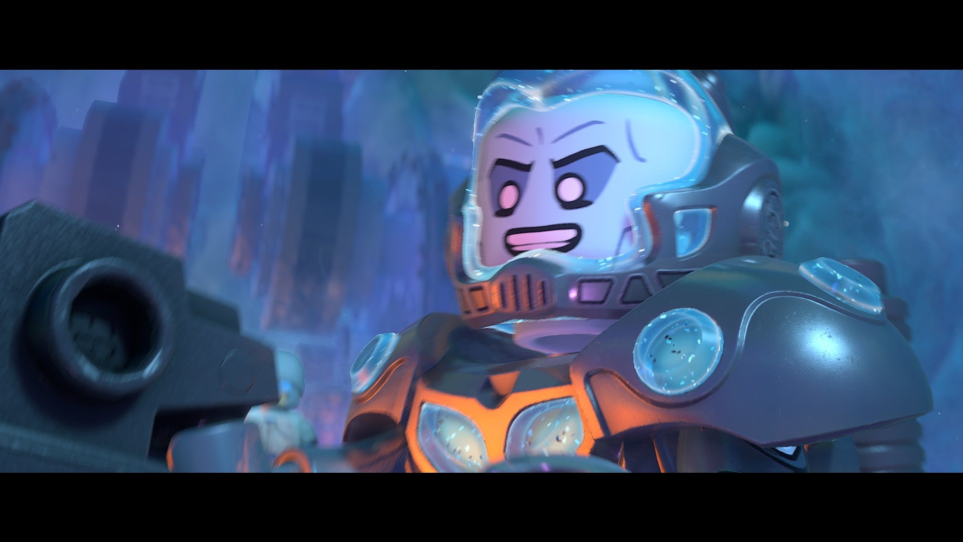 Lego Batman: Legacy of the Dark Knight screenshot showing Mr Freeze looking villainous