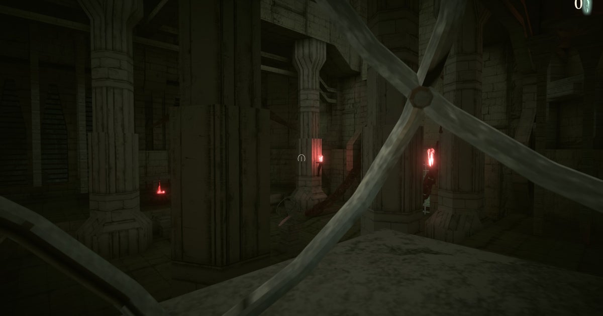 I love the Dark Soulful architecture of The Canon of Balls, a rolling open world game inspired by Sega, Fumito Ueda and Minecraft parkour