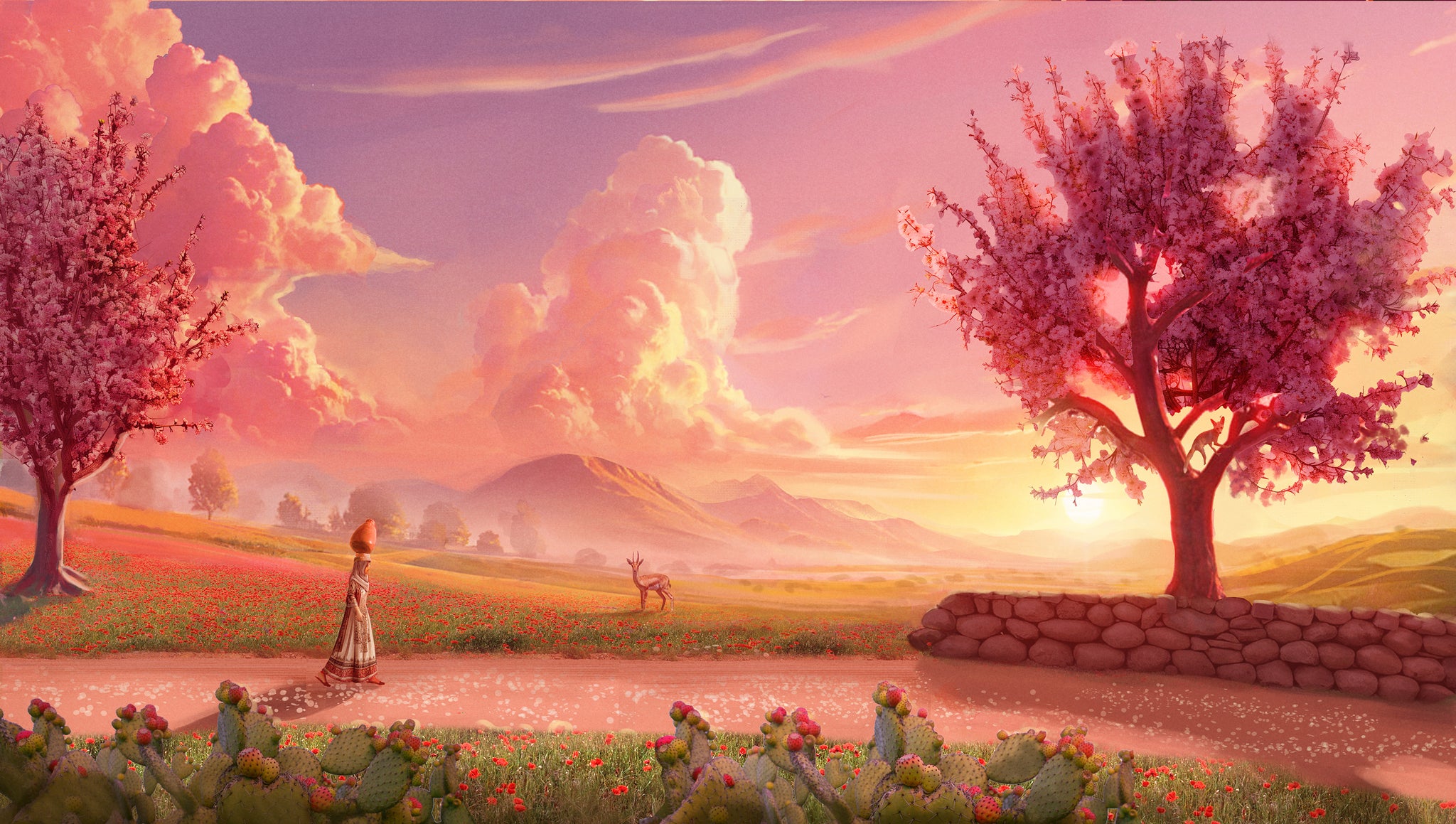 A scene of sunrise in Dreams On A Pillow. - 5