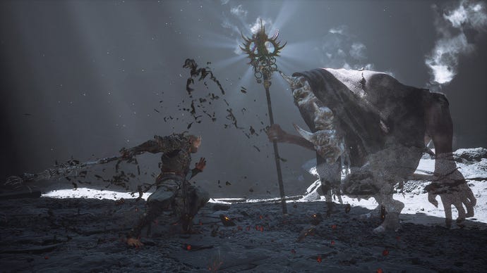 The fight against one of the members of the Cloudy Mist and Misty Cloud duo in Black Myth: Wukong.