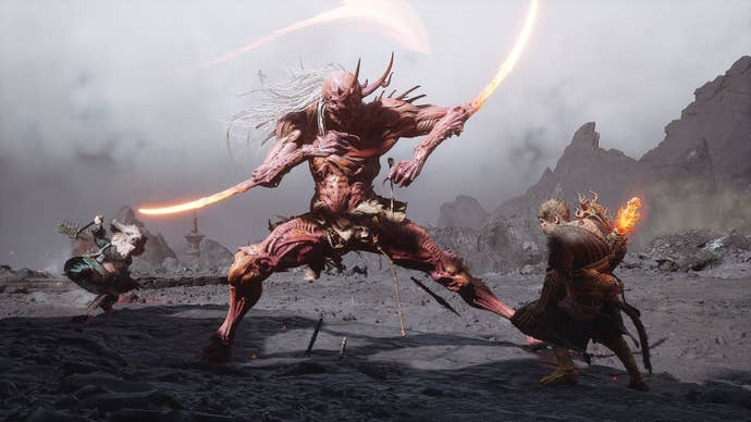 The Yaksha King goes head-to-head against the Destined One and Zhu Bajie in Black Myth: Wukong.