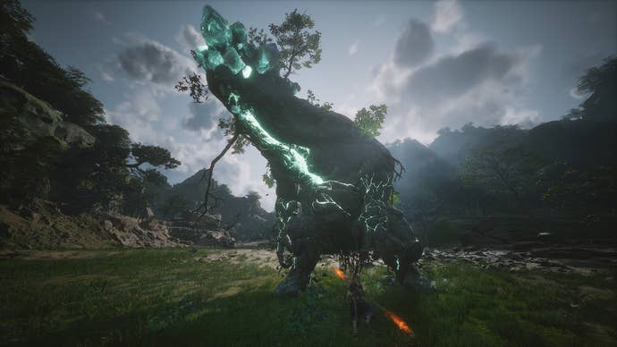 The Son of Stones looms over the battlefield in Black Myth: Wukong.