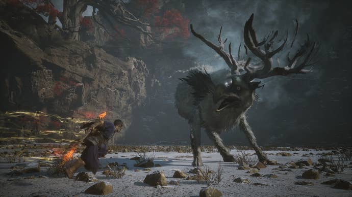 The Cloudtreading Deer prepares to unleash a wave of ice attacks in Black Myth: Wukong.