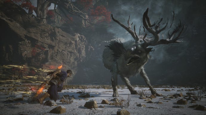 The Cloudtreading Deer prepares to unleash a wave of ice attacks in Black Myth: Wukong.