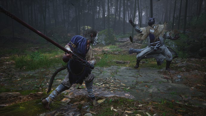 The Destined One goes up against Guangmou, a poison-using boss in Black Myth: Wukong.