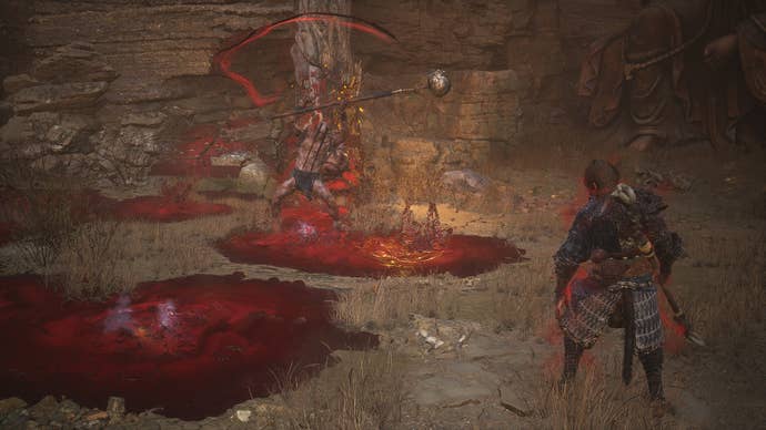 The Gore-Eye Daoist creates pools of blood in this boss fight from Black Myth: Wukong.