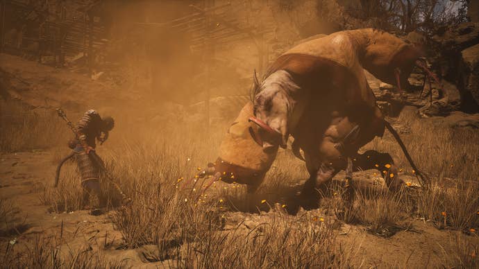 Fighting the Yellow-Robed Squire in one of Black Myth: Wukong’s secret boss battles.