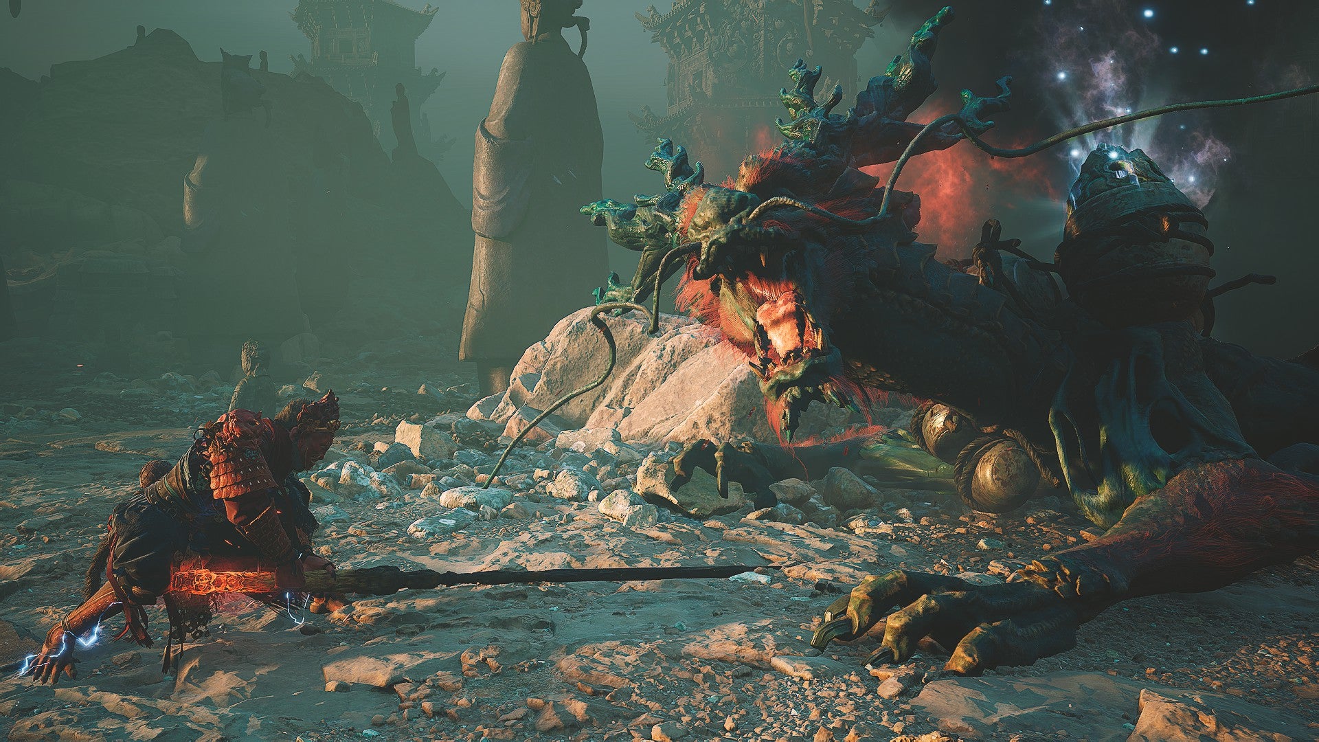 Fighting Red Loong, the secret dragon boss of Chapter 1 in Black Myth: Wukong. - 8