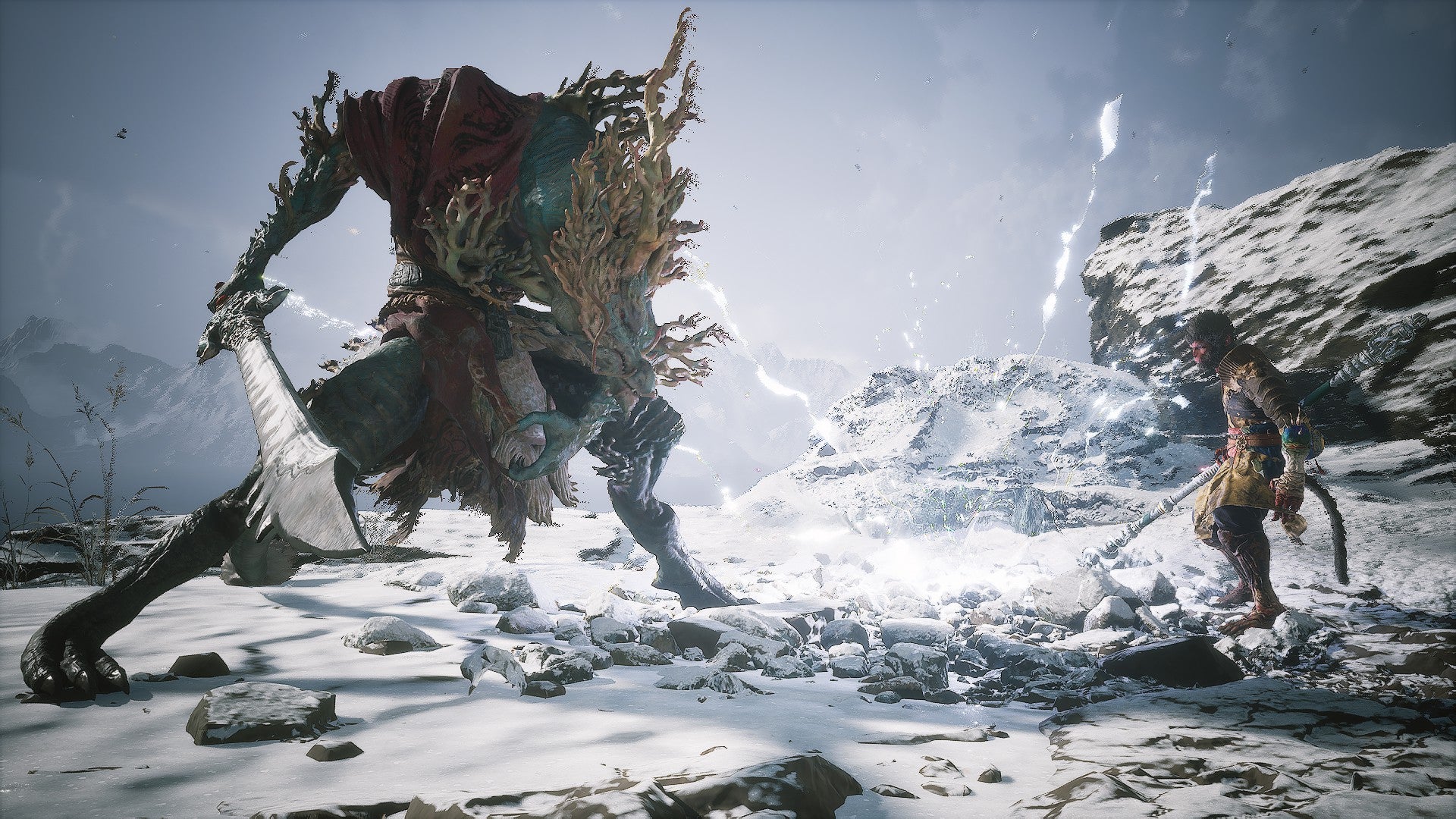 The Destined One goes up against Cyan Loong, one of the dragon secret bosses of Black Myth: Wukong Chapter 3. - 14