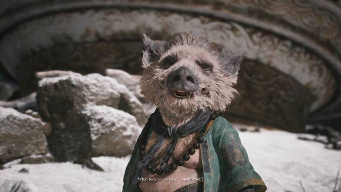 The pig-faced Zhu Baijie of Black Myth: Wukong makes a witty joke about constipation.