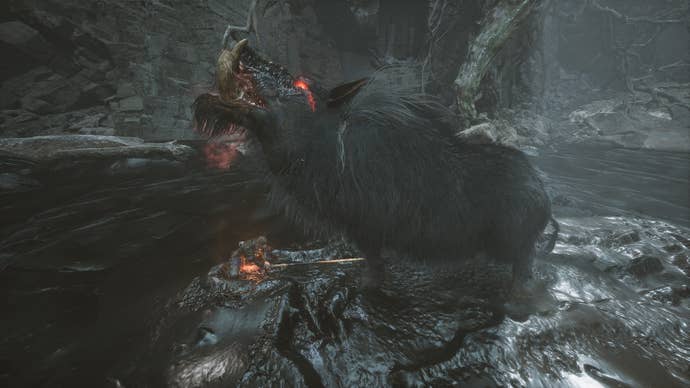 Zhu Bajie transforms into a giant boar in this second round fight in Black Myth: Wukong.