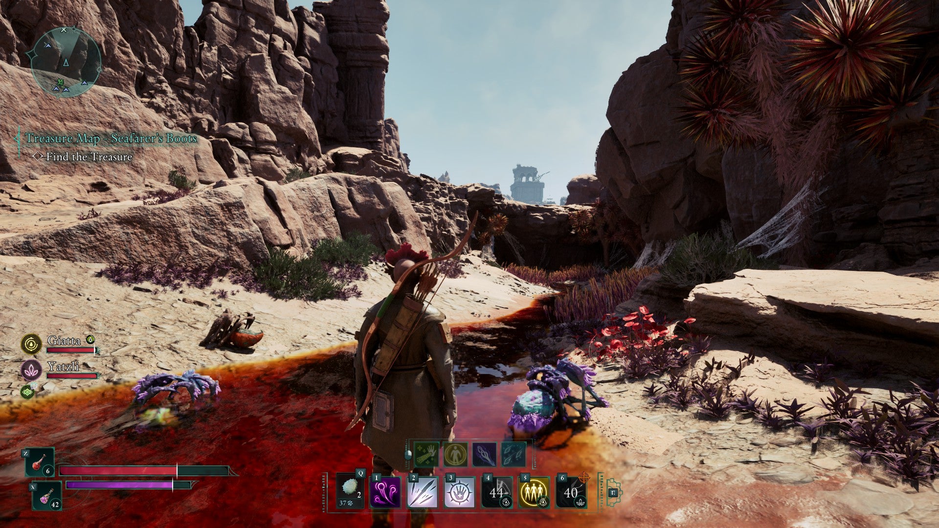 The Envoy stands in the middle of a dried-up red-as-blood riverbed, the location of the Wavebinder Boots. - 27