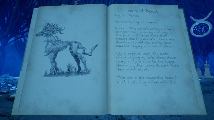 A lore book from The Axis Unseen describing the behaviour of a beast