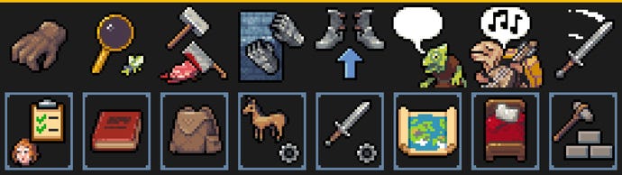 New button designs for Dwarf Fortress on Steam's Adventure Mode
