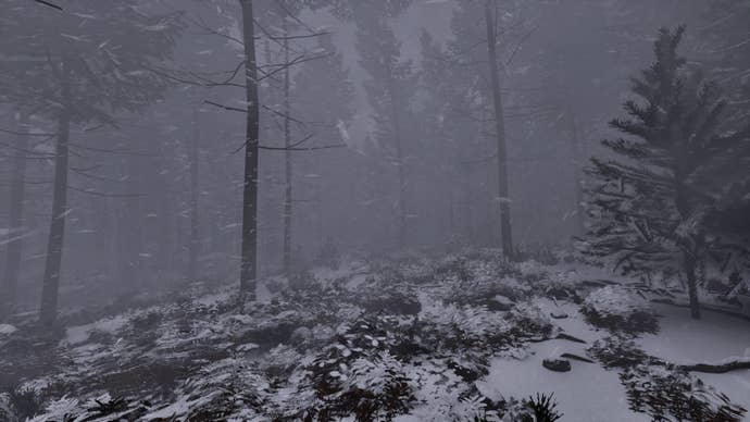 A forest in the middle of a snowstorm in Prologue: Go Wayback!