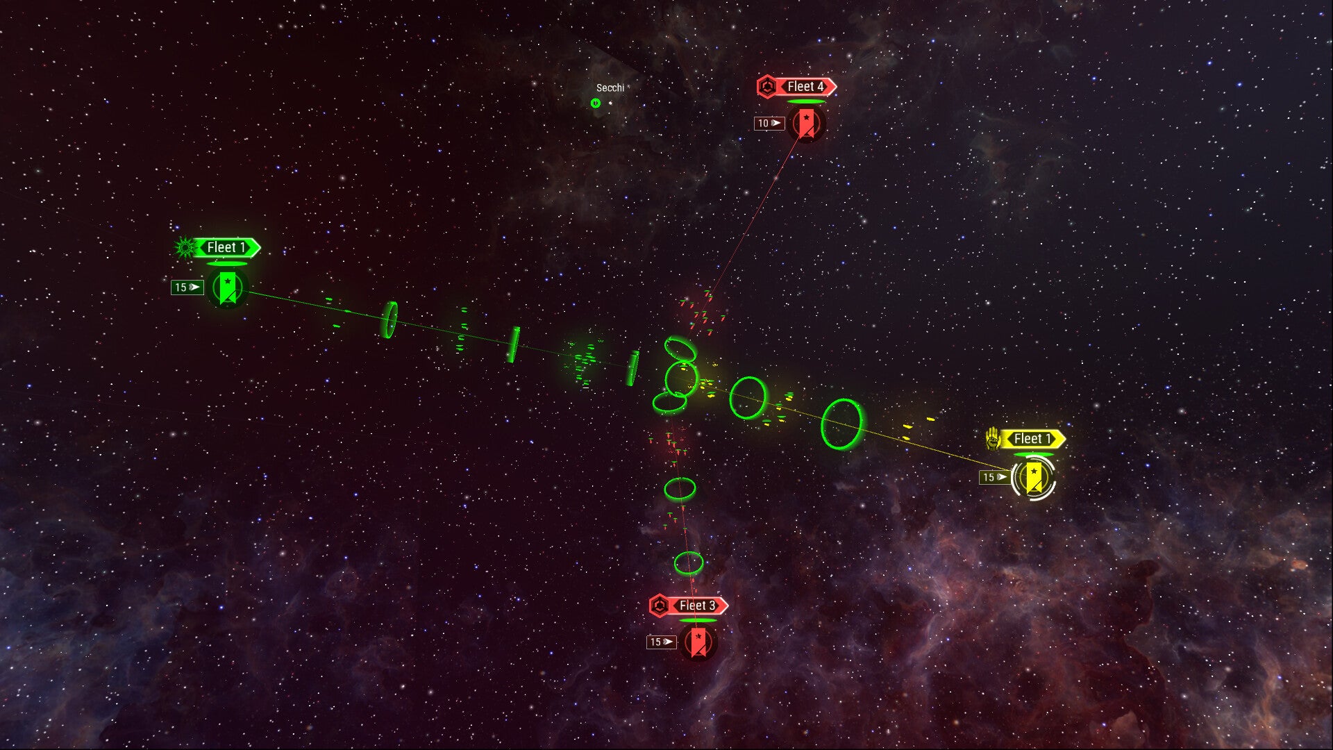 A clash between rival, colour-coded spacefleets in Stellar Reach. - 3