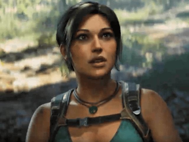 Lara Croft looking up at something in a possibly leaked Tomb Raider game image. - 7