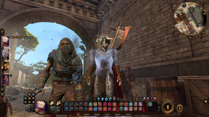 A screenshot of Baldur’s Gate 3 with a modded third-person camera, showing the player character from a low-angled view.