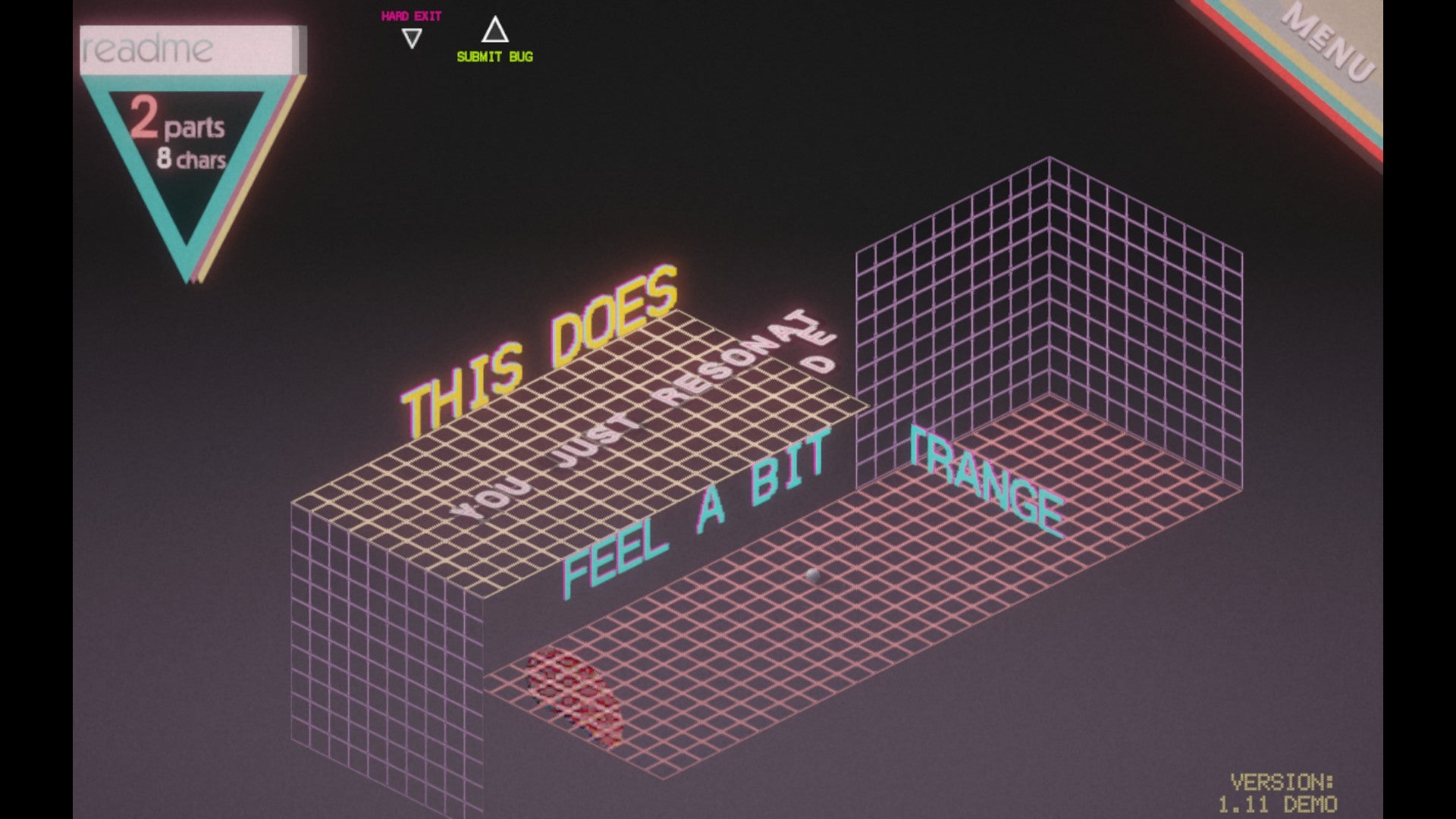 A weird abstract minigolf sim with floating text and grid-based courses - 1