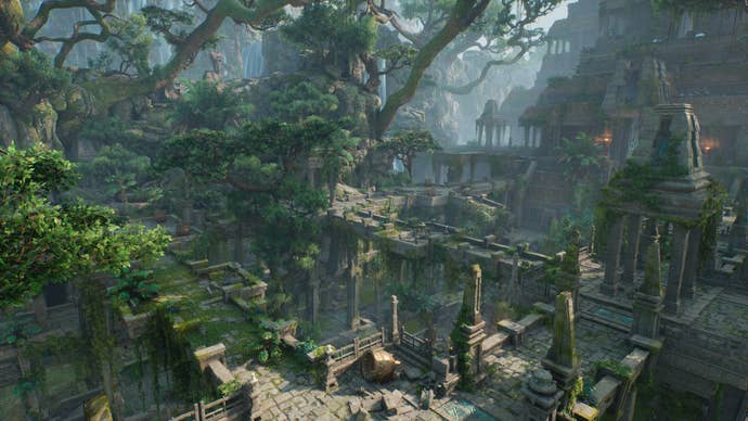 A ruined temple in Outcast: A New Beginning