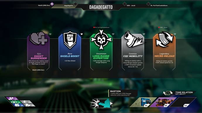 The progression screen in Deep Rock Galactic: Rogue Core