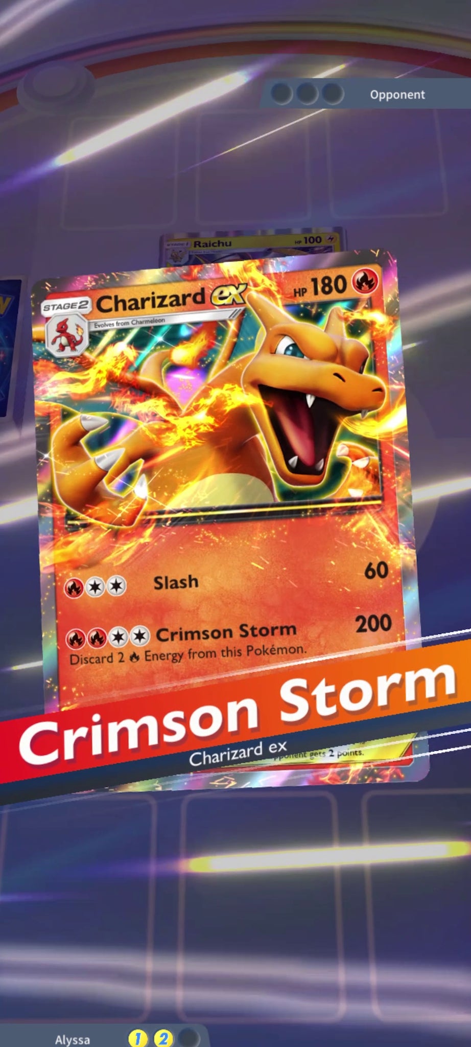 A picture of Charizard in Pokemon Trading Card Game with the caption 'Crimson Storm' - 5