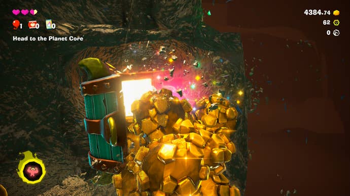 DK collects showers of golden fragments in Donkey Kong Bananza.