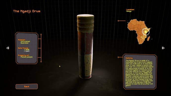A close-up presumption of the Ngadji Drum arsenic depicted successful Relooted, with immoderate accompanying descriptive text.