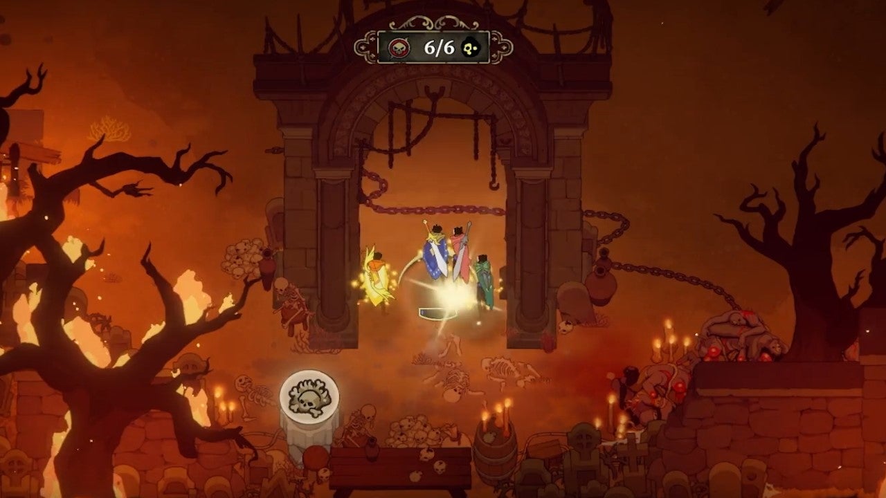 Four warriors hop into a hellish portal in 33 Immortals. - 1