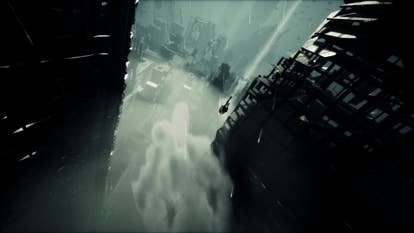 A idiosyncratic is falling done a ruined metropolis successful 34EVERLAST.