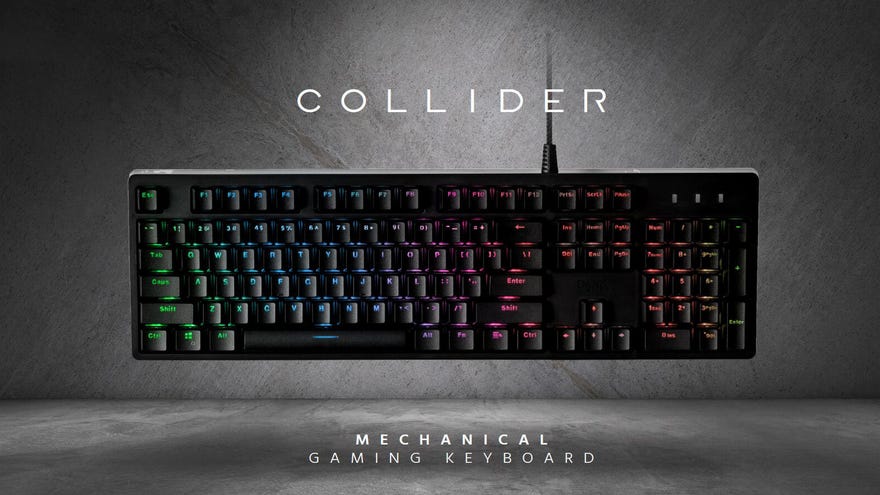 a photo of the monoprice dark matter mechanical keyboard