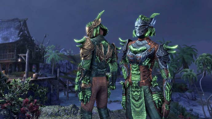 Some colourful green-blue metallic armour sets successful Elder Scrolls Online.