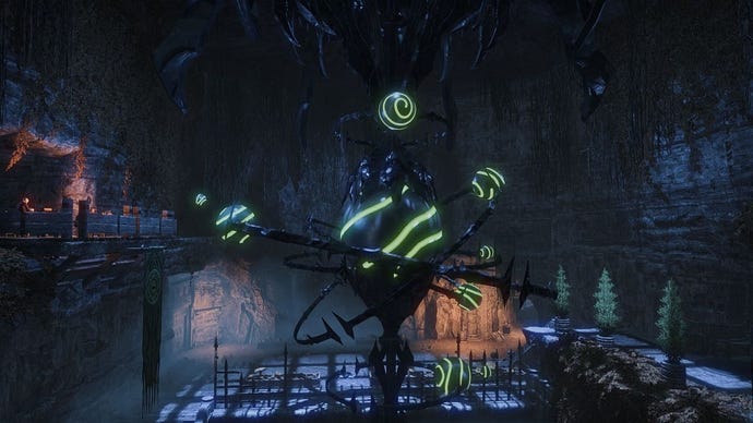 A creepy dimly illuminated orrery in Elder Scrolls Online.