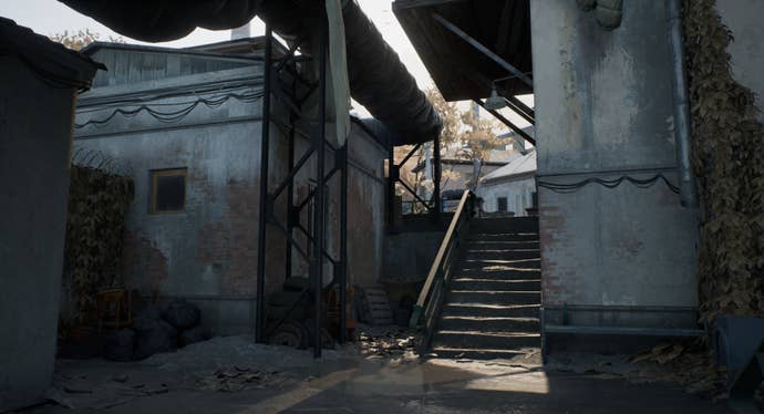 A partially covered metropolis stairwell successful Militsioner.
