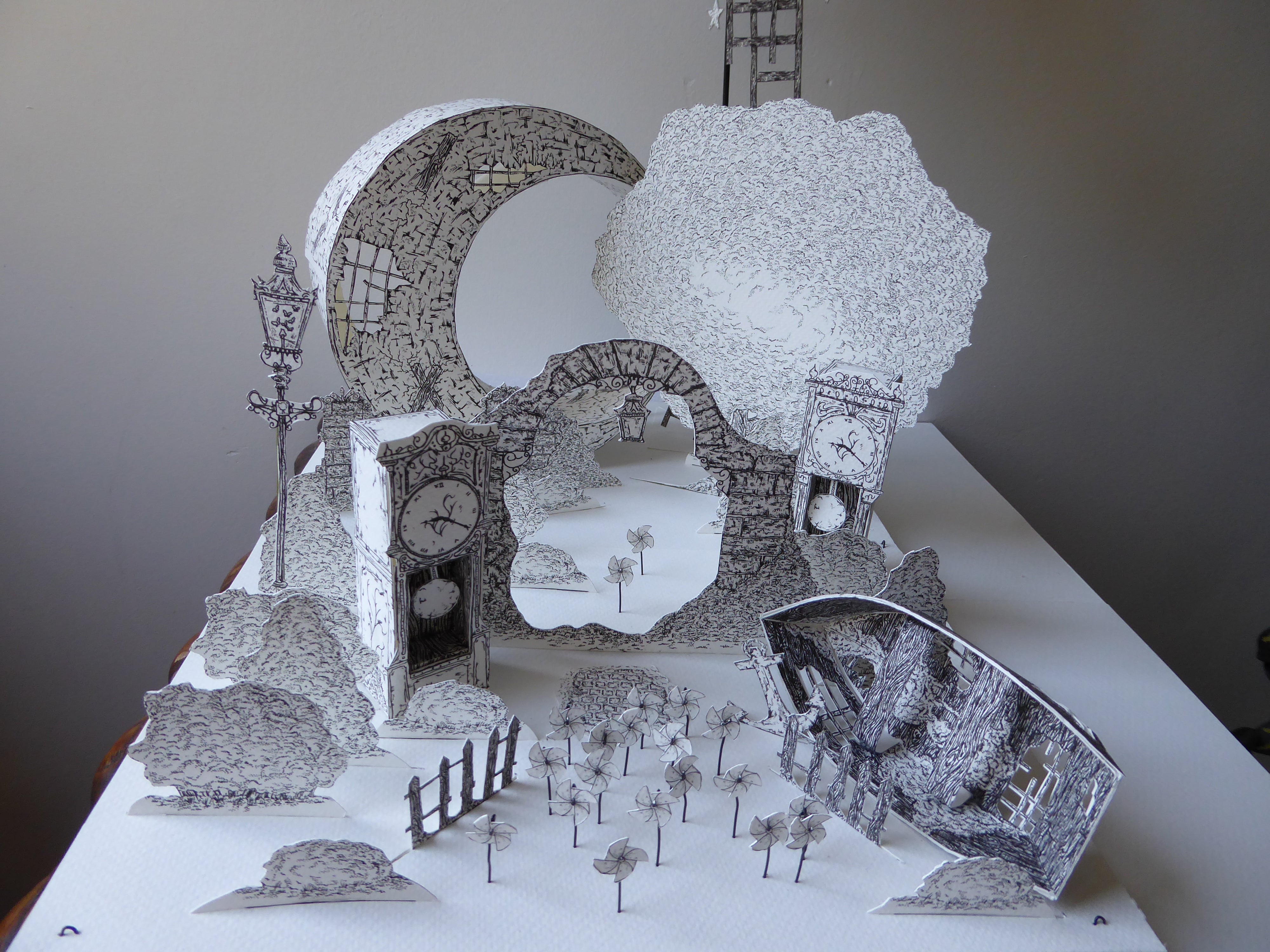 The Collage Atlas papercraft set, shows a level before being scanned into the game.