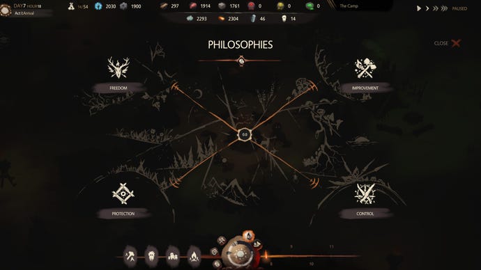 A set of tribe philosophies to choose from in horror management game The Tribe Must Survive