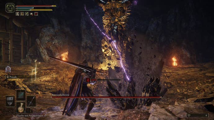The Fallingstar Beast attacks with a lightning strike in Elden Ring