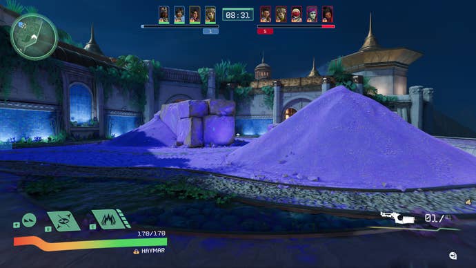 A screenshot of Concord, showing piles of purple salt.