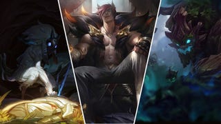 Sett, Kindred, and Maokai split three ways as the header image.