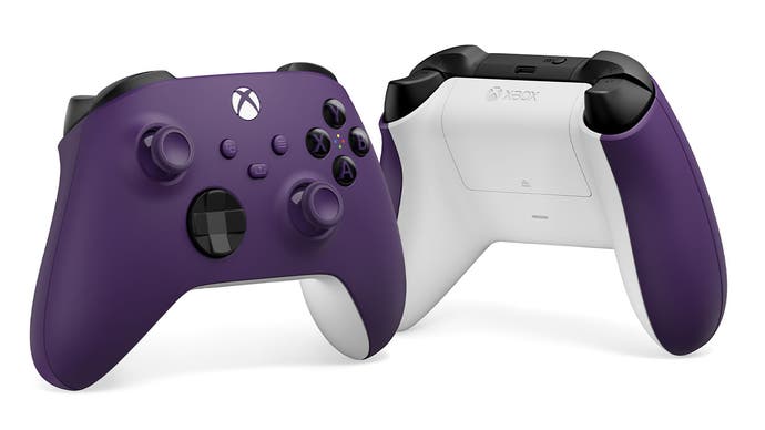 The front and back of the new Astral Purple Xbox wireless controller