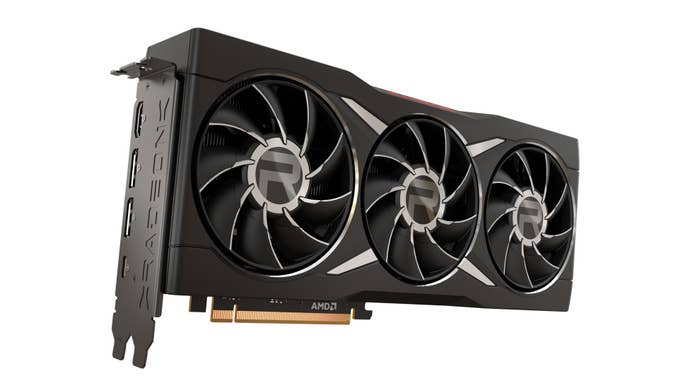 amd’s rx 6950 xt graphics card, shown with three fans and an all-AMD design in gunmetal gray.