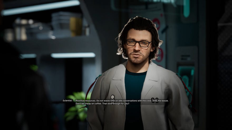 A sciency version of The Alters protagonist Jan Dolski with a lab coat and glasses
