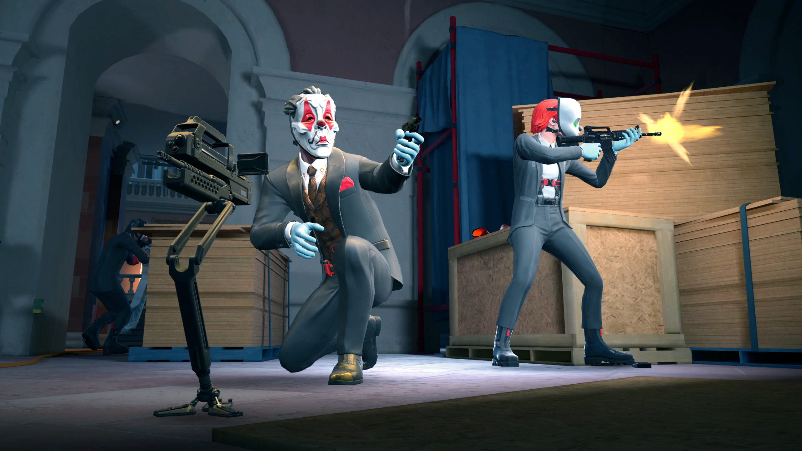 Gameplay screenshot from Payday Aces High showing the franchise's aesthetic.