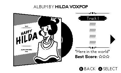 Album art for 20s singer Hilda Voxpop in DirectDrive. The current album is called Happy Hilda, and the song is "Here in the World"