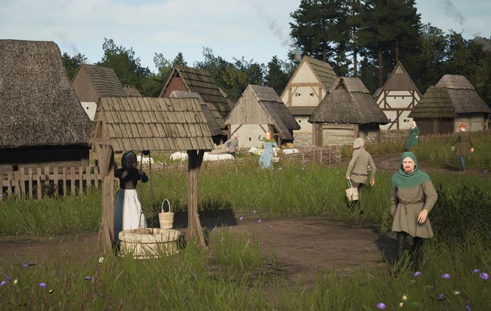 A picture of a village well in Manor Lords