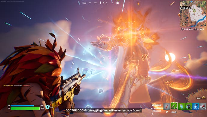 Bushranger obserwuje koniec walki z Doctor Doom