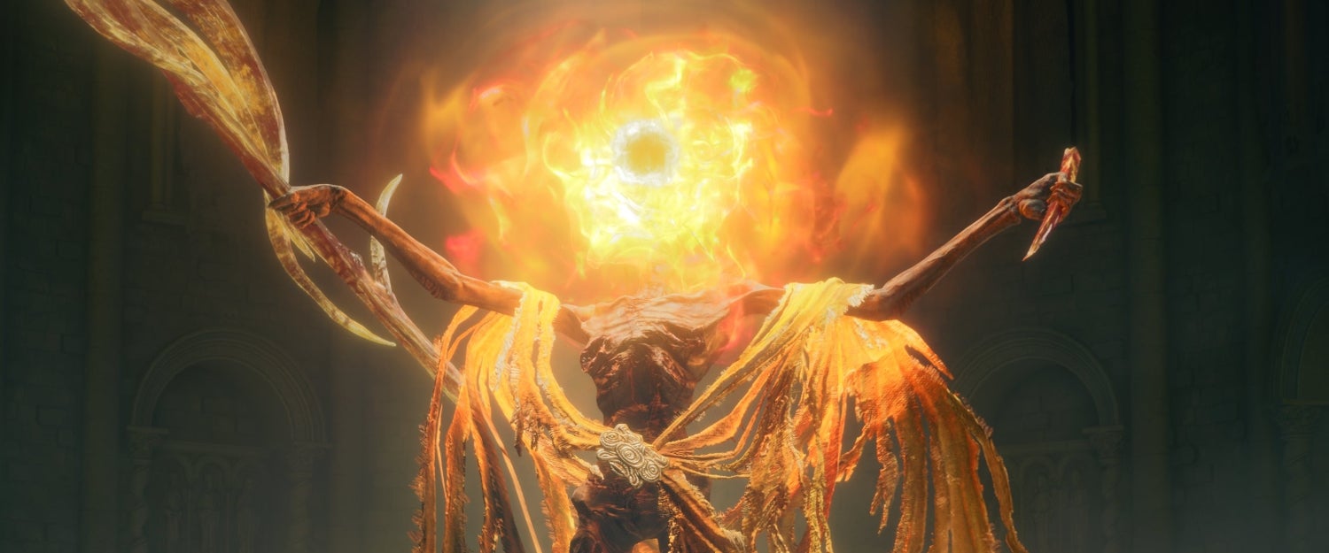 Elden Ring Midra besiegen, Herr der Rasenden Flamme, Boss im Pfarrhaus Eurogamer.de