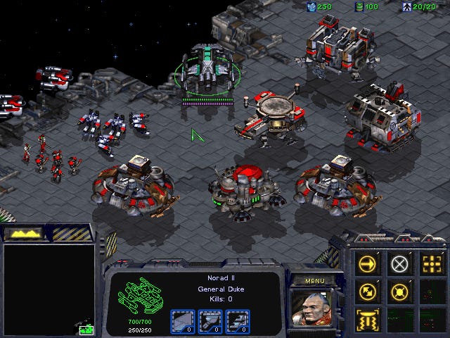 Several flying units gather in Starcraft